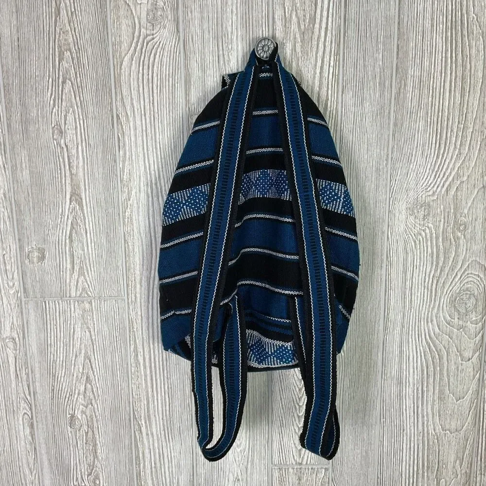 Carolina Panthers NFL Drawstring Backpack Woven Baja Jerger Boho Bag Blue ad Bla
